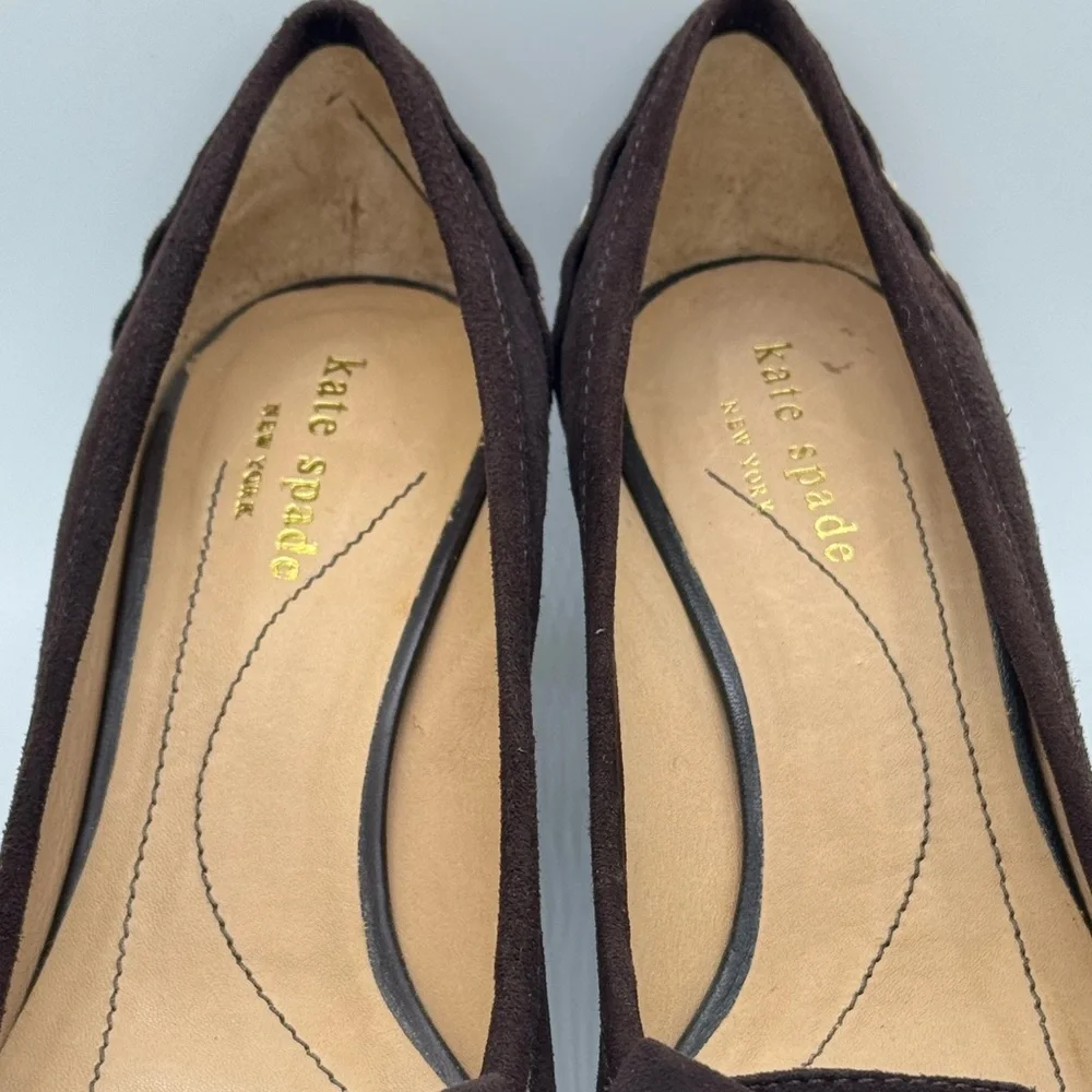 Kate Spade Brown Soft Suede Kitten Heel-size 6
